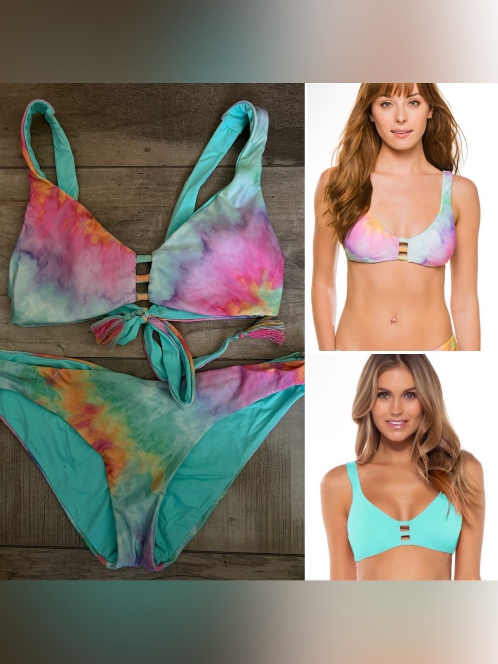 BECCA Tie-Dye Reversible BIKINI SET, M/L
